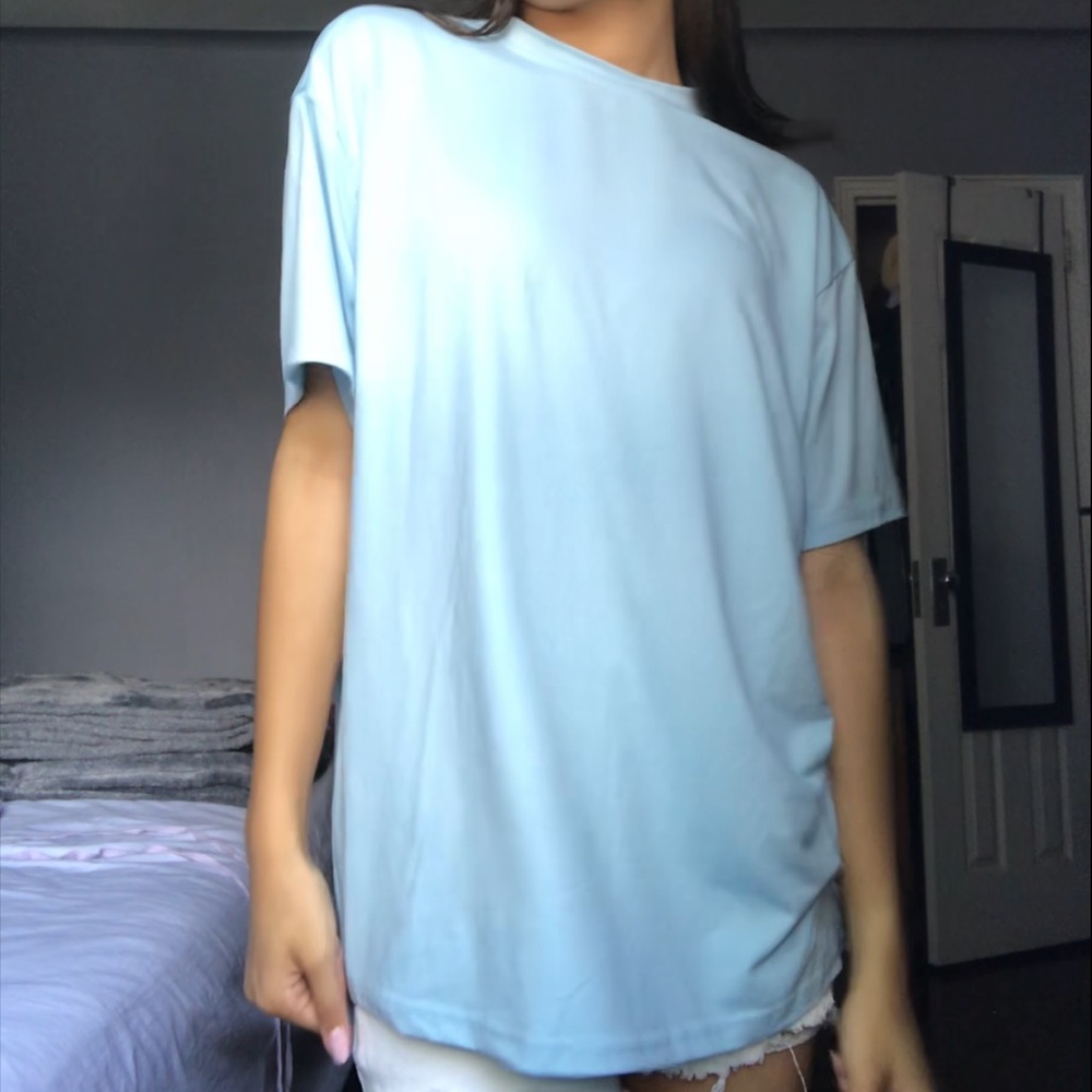 SHEIN OVERSIZED BABY BLUE TEE